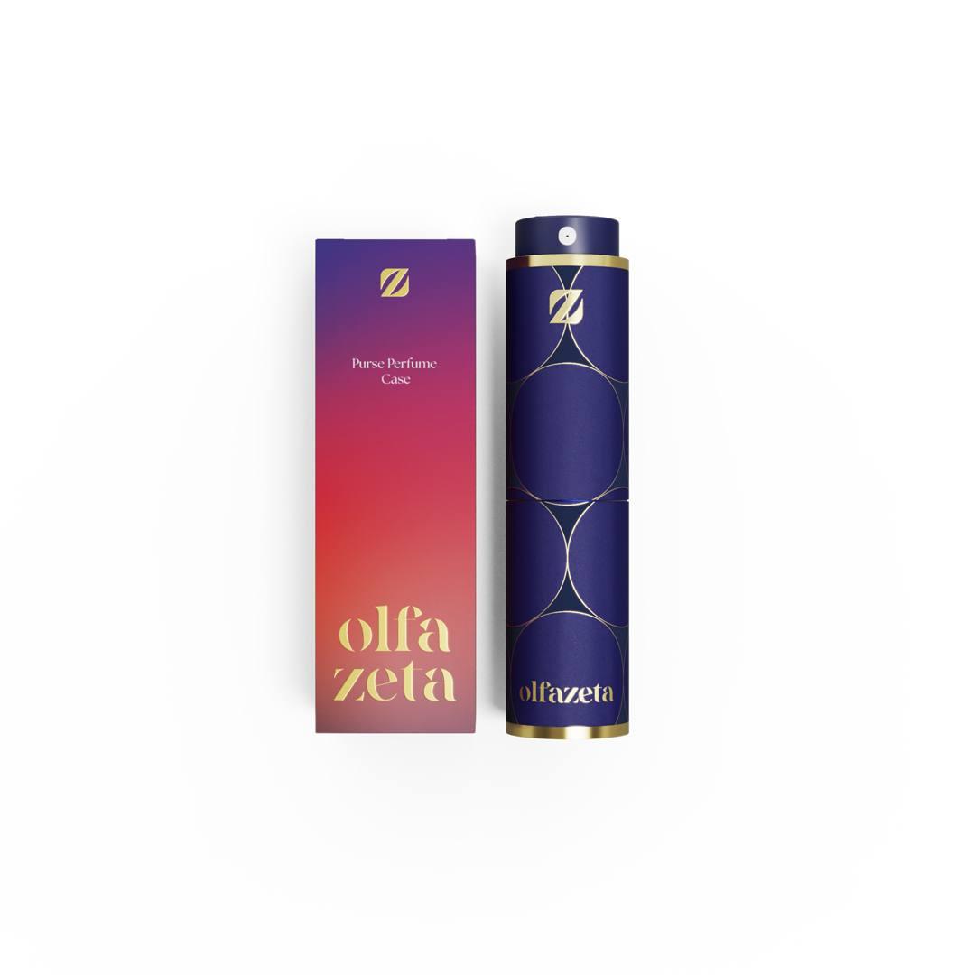 Etui kieszonkowe Olfazeta Modern – kolor granatowo-fioletowy, z chowanym rozpylaczem, na wkład perfum 15 ml