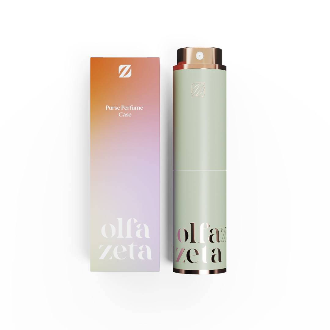 Etui kieszonkowe Olfazeta Modern – kolor zielony, z atomizerem, na wkład perfum 15 ml
